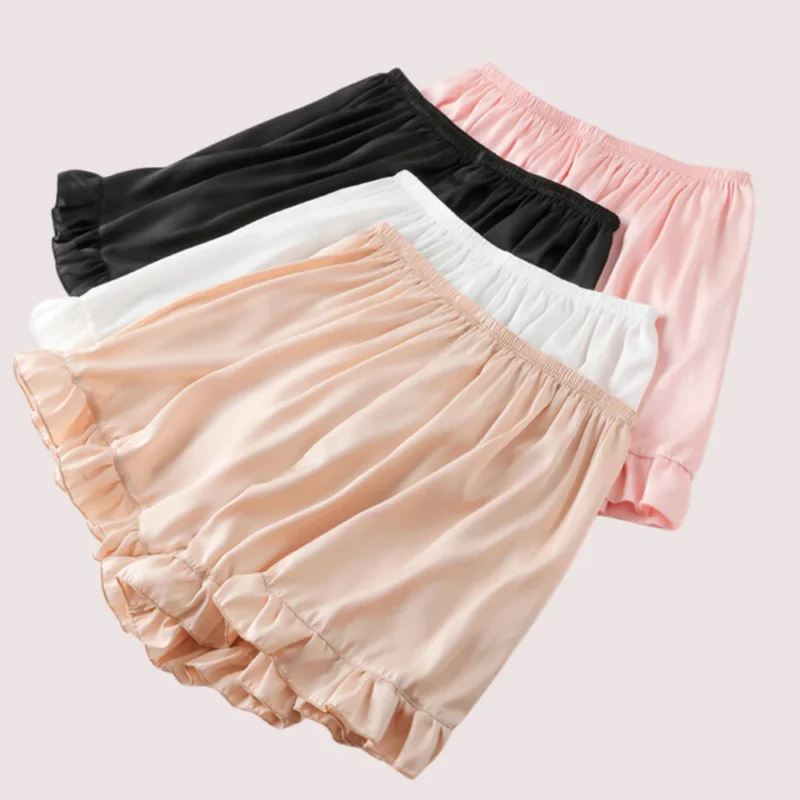Women Ruffles Satin Faux Silk French Underwear - Image 5