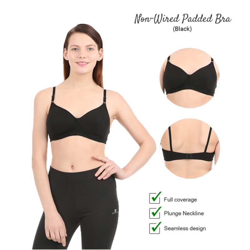 Black Non Wired Padded Bra - Image 2