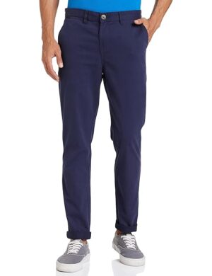 Men Casual Cotton Navy Blue Pants