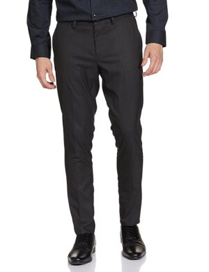Men's Stretchable Formal Charcoal Solid Pants