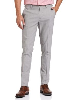 Men's Stretchable Formal Light Grey Melange Pants