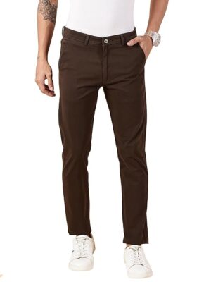 Men Chinos Casual Coffee Trousers