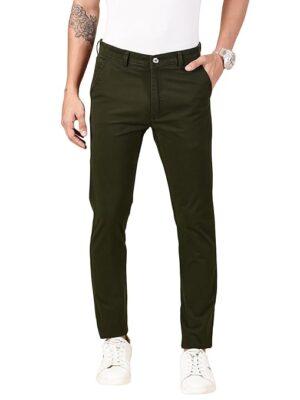 Men Chinos Casual Olive Trousers