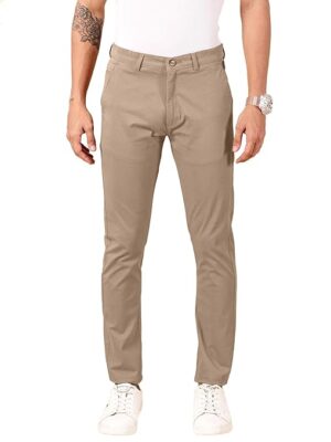 Men Chinos Casual Tan Trousers