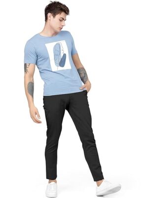 Men Plain Regular Fit Black Pant