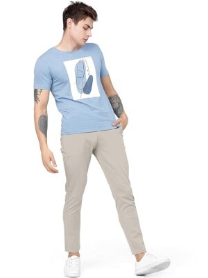 Men Plain Regular Fit Light Grey Pant