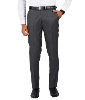 Men's Solid Formal Dark Grey Pants