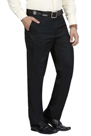 Men's Solid Formal Jet Black Pants