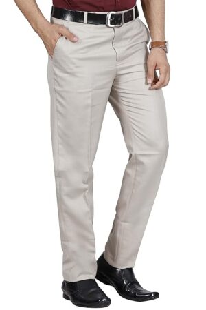 Men's Solid Formal Light Beige Pants
