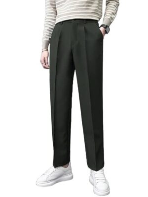 Men Formal Korean Olive Green Pant