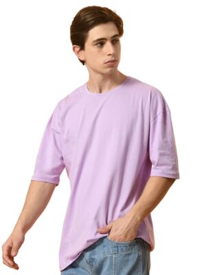 Men Drop Shoulder Lavender T-Shirt