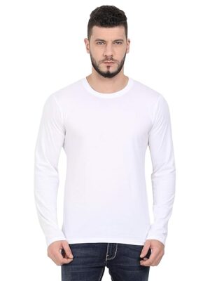 Men Pure Cotton White T-Shirt