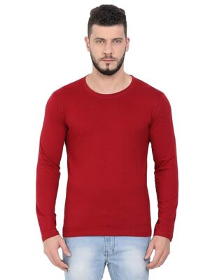 Men Pure Cotton Maroon T-Shirt
