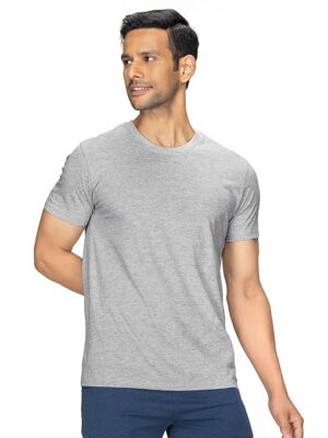 Men Regular Fit Grey Melange T-Shirt