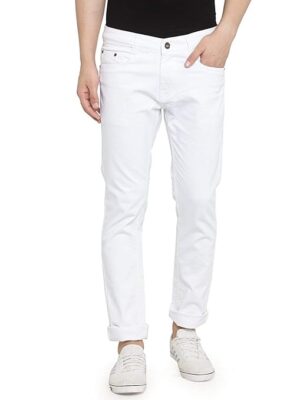 White Comfortable Stretchable Casual Denim Jeans