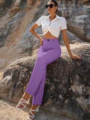 Women Bell Bottom Lavender Trousers