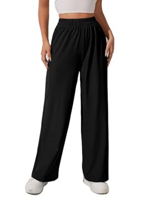Women & Girls Wide Leg Korean Black Trousers