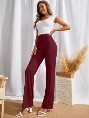 Women Bell Bottom Maroon Trousers
