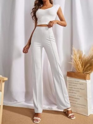 Women Bell Bottom White Trousers