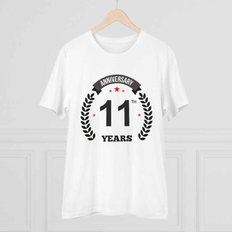 Generic Men's PC Cotton 11th Anniversary Printed T Shirt (Color: White, Thread Count: 180GSM) - Image 3