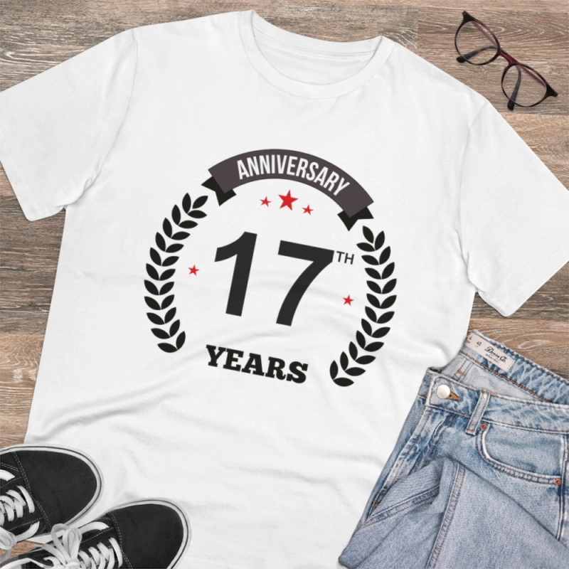 Generic Men's PC Cotton 17th Anniversary Printed T Shirt (Color: White, Thread Count: 180GSM) - Image 4