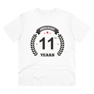 Generic Men's PC Cotton 11th Anniversary Printed T Shirt (Color: White, Thread Count: 180GSM)