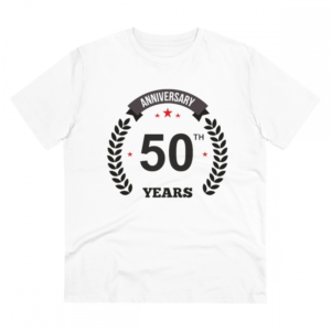 Generic Men's PC Cotton 50th Anniversary Printed T Shirt (Color: White, Thread Count: 180GSM)