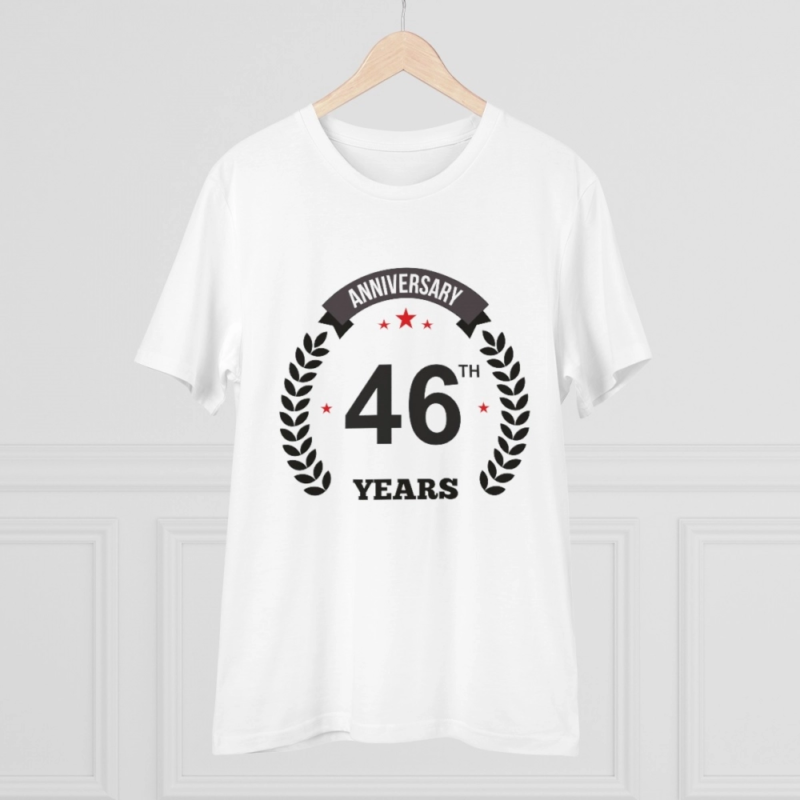 Generic Men's PC Cotton 46th Anniversary Printed T Shirt (Color: White, Thread Count: 180GSM) - Image 3