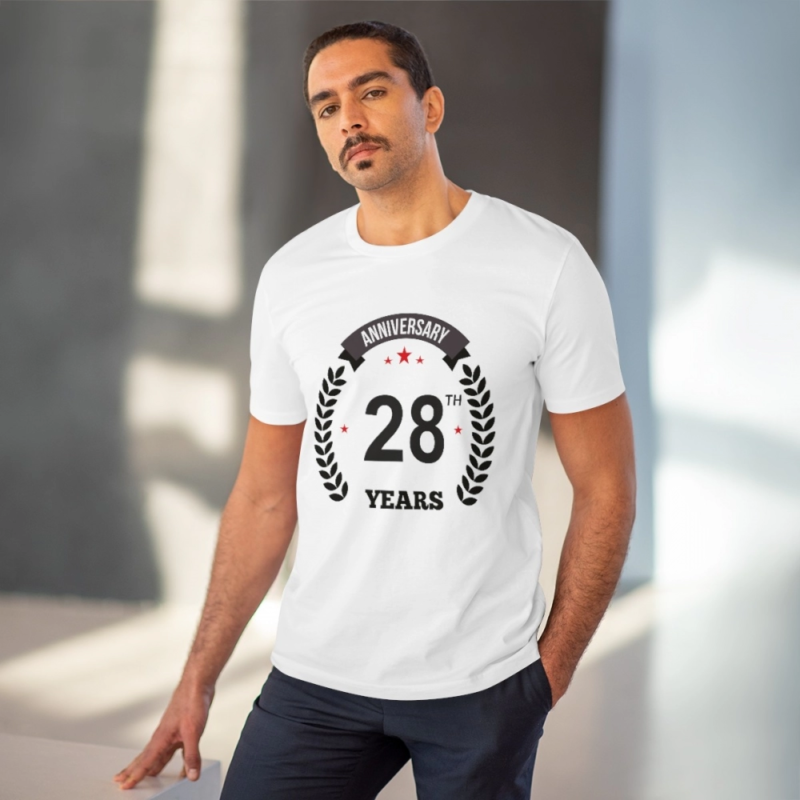 Generic Men's PC Cotton 28th Anniversary Printed T Shirt (Color: White, Thread Count: 180GSM) - Image 6