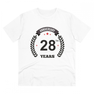 Generic Men's PC Cotton 28th Anniversary Printed T Shirt (Color: White, Thread Count: 180GSM)