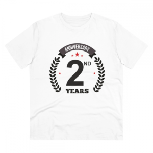Generic Men's PC Cotton 2nd Anniversary Printed T Shirt (Color: White, Thread Count: 180GSM)