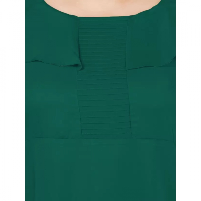 Generic Women's Fit And Flare Green Dress (Color:Green, Material:Polyester) - Image 3