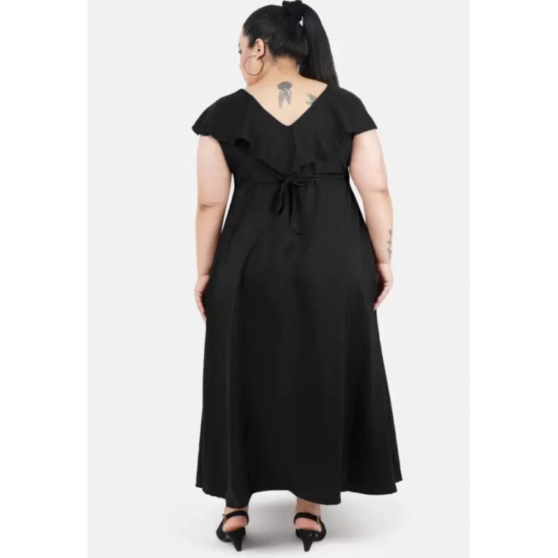 Generic Women's Fit And Flare Black Dress (Color:Black, Material:Polyester) - Image 6