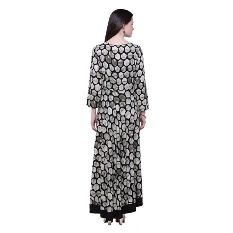Generic Women's Rayon Zari Zardozi Work Designer Floor Length Kurti (Black, Rayon) - Image 2