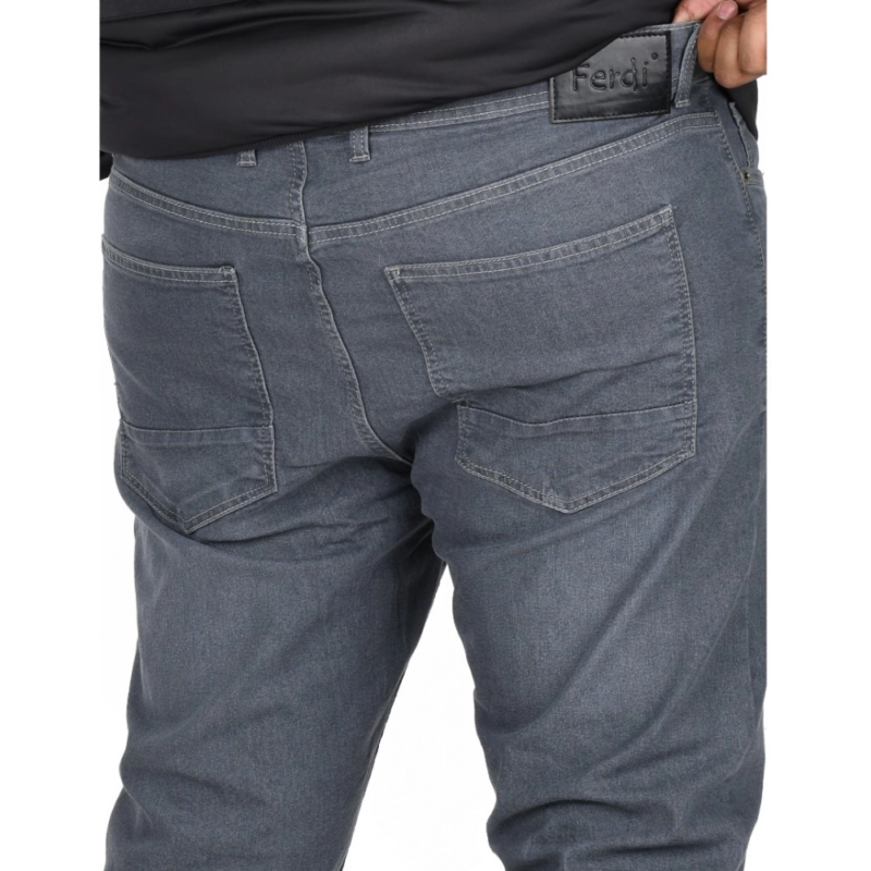 Generic Men's Cotton Blended Solid Plus Size Jeans (Grey) - Image 4