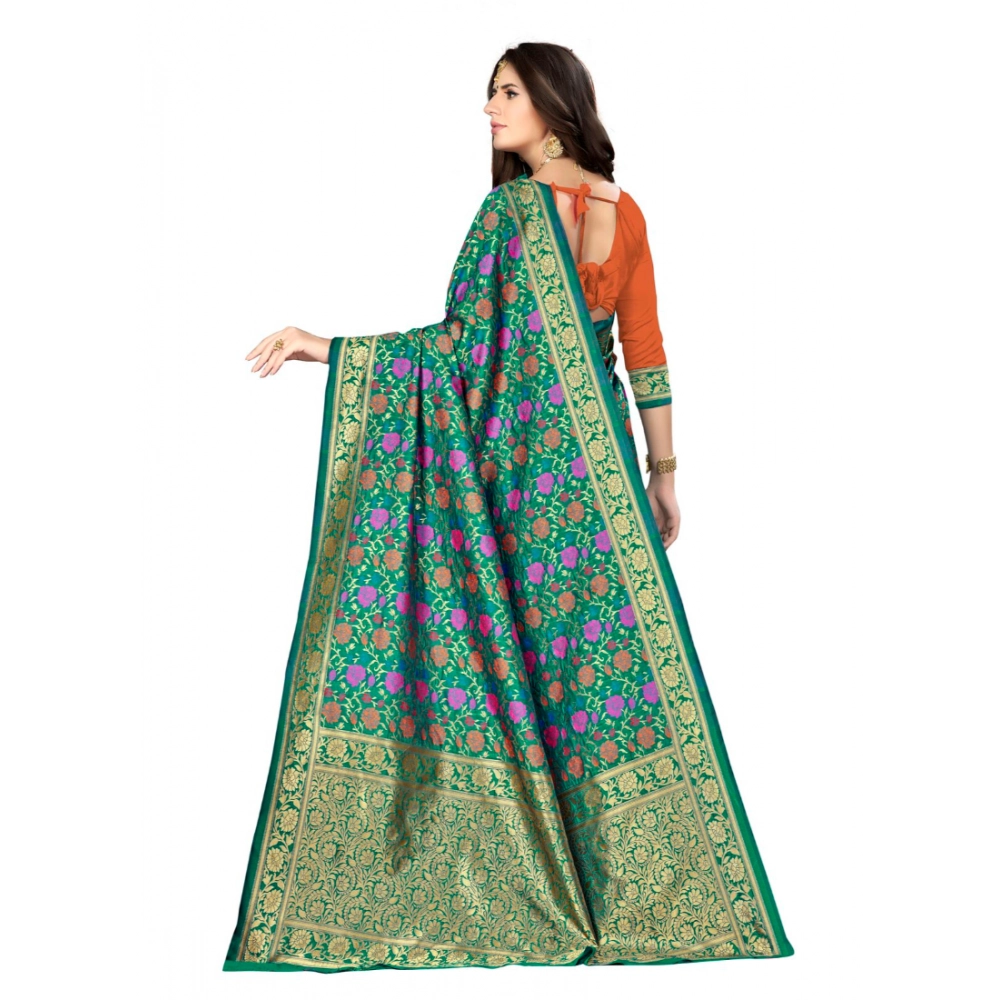 Generic Women's Banarasi silk Saree with Blouse (Multi, 5-6mtr) - Image 2