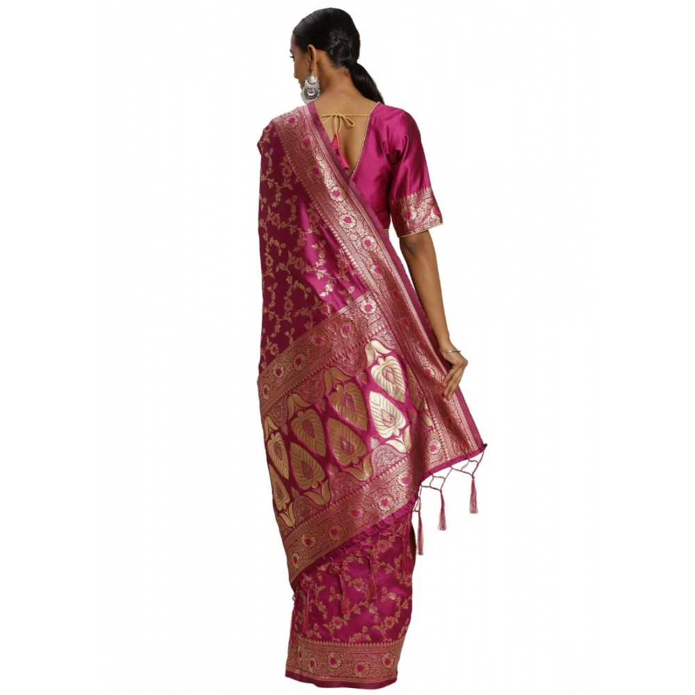 Generic Women's Banarasi Silk Saree (Pink, 5-6mtrs) - Image 2