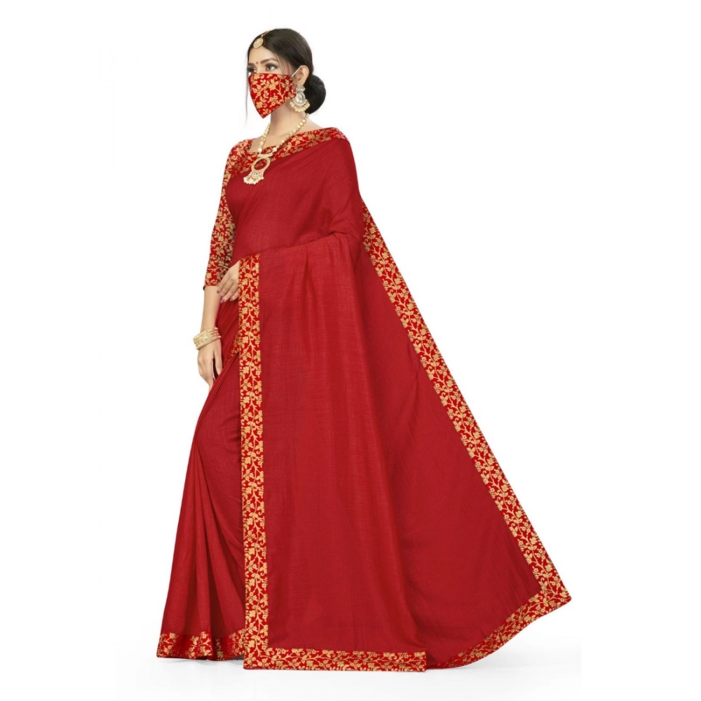 Generic Women's Silk Blend Saree (Red, 5-6mtrs) - Image 3
